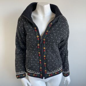 Laundromat Wool Cardigan Sweater Warm Fleece Lining Womens S Hand Made in Nepal